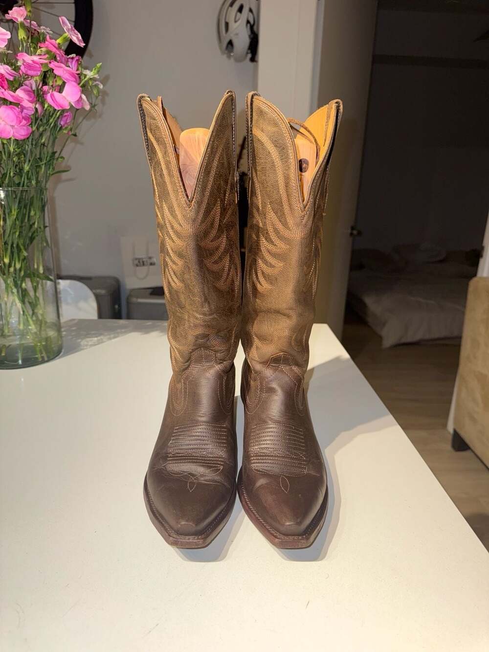 Tecovas The Annie Cowgirl Boot Size 10B Cafe Goat Leather - Picture 3 of 11